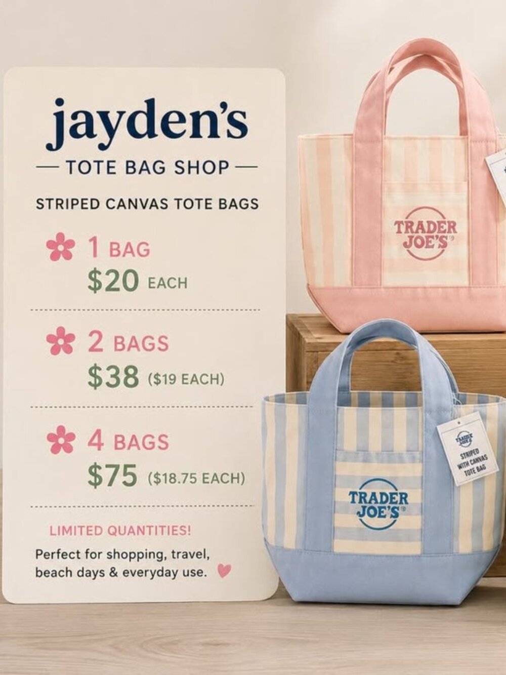 Trader Joe Tote Bags - Picture 1 of 1